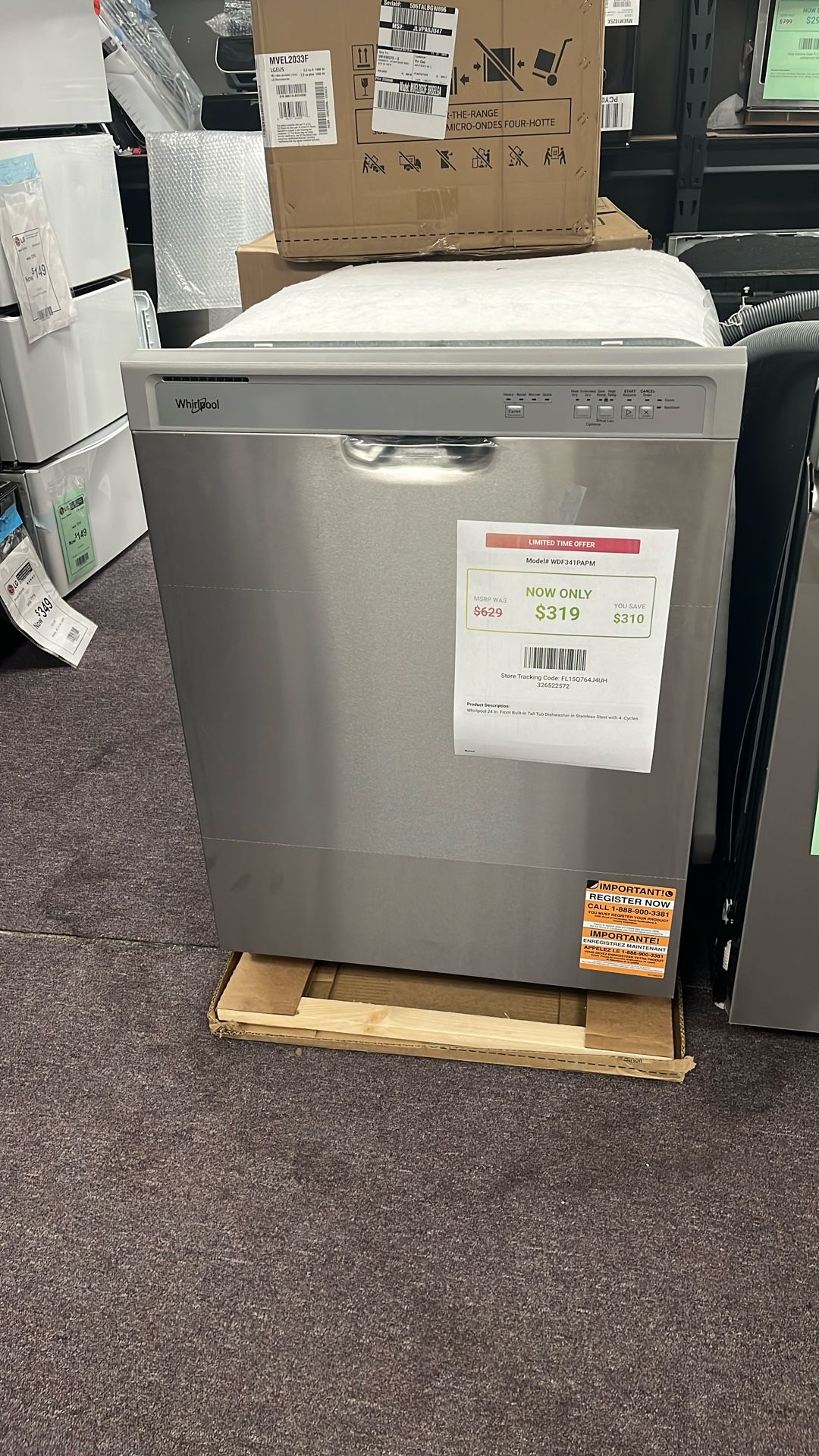 Dishwasher Stainless Steel 24” In New Open Box 1 Year Warranty 