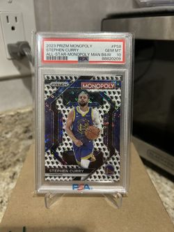 Stephen Curry 2023-24 Panini Prizm MONOPOLY Mr Monopoly Running Man #PS8 PSA 10