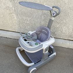 ［Brand New]3-in-1 Foldable Baby Walker - Music Car-Themed Walker with Wheels and Bouncing Foot Mat, Push-Behind Walker, Baby Walker with Sheds Design 