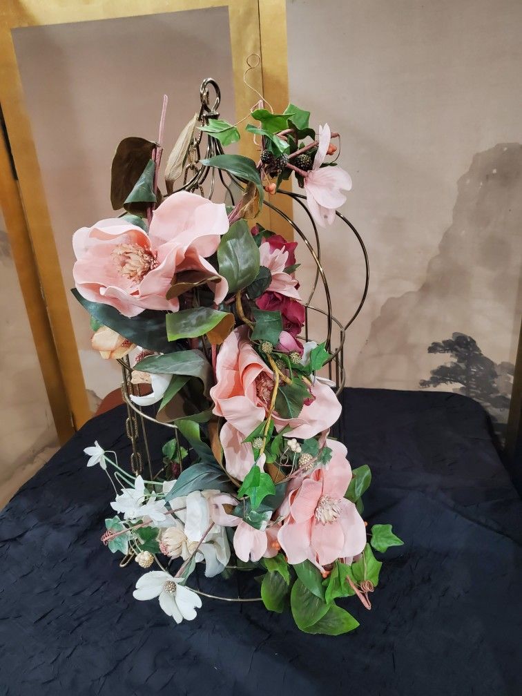 Hanging Flowers In Bird Cage Decor