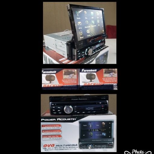 7" Touchscreen Power Acoustik Flip Up Car Stereo With Bluetooth and Back Up Camera