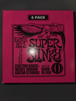 Ernie Ball Super Slinky Nickel Wound Electric Guitar 4-Pack, (9-42)