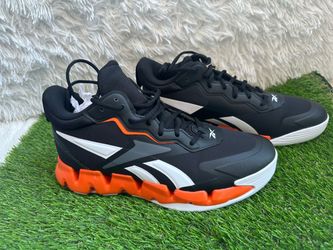 Reebok Black, White & Orange Zigzag Athletic Shoes size 10