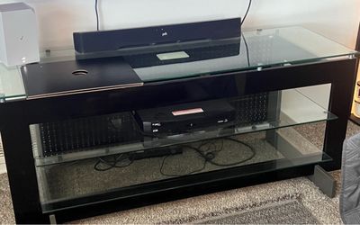Glass and metal TV stand