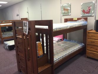 Twin over twin staircase bunk bed