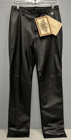 HARLEY DAVIDSON WOMEN'S BLACK PIVOT LEATHER PANTS  SZ 8/38 New w/tags NWT NICE!!