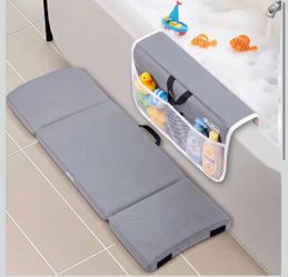 Bath Kneeler and Elbow Rest Set, Foldable Bath Support, Light Grey