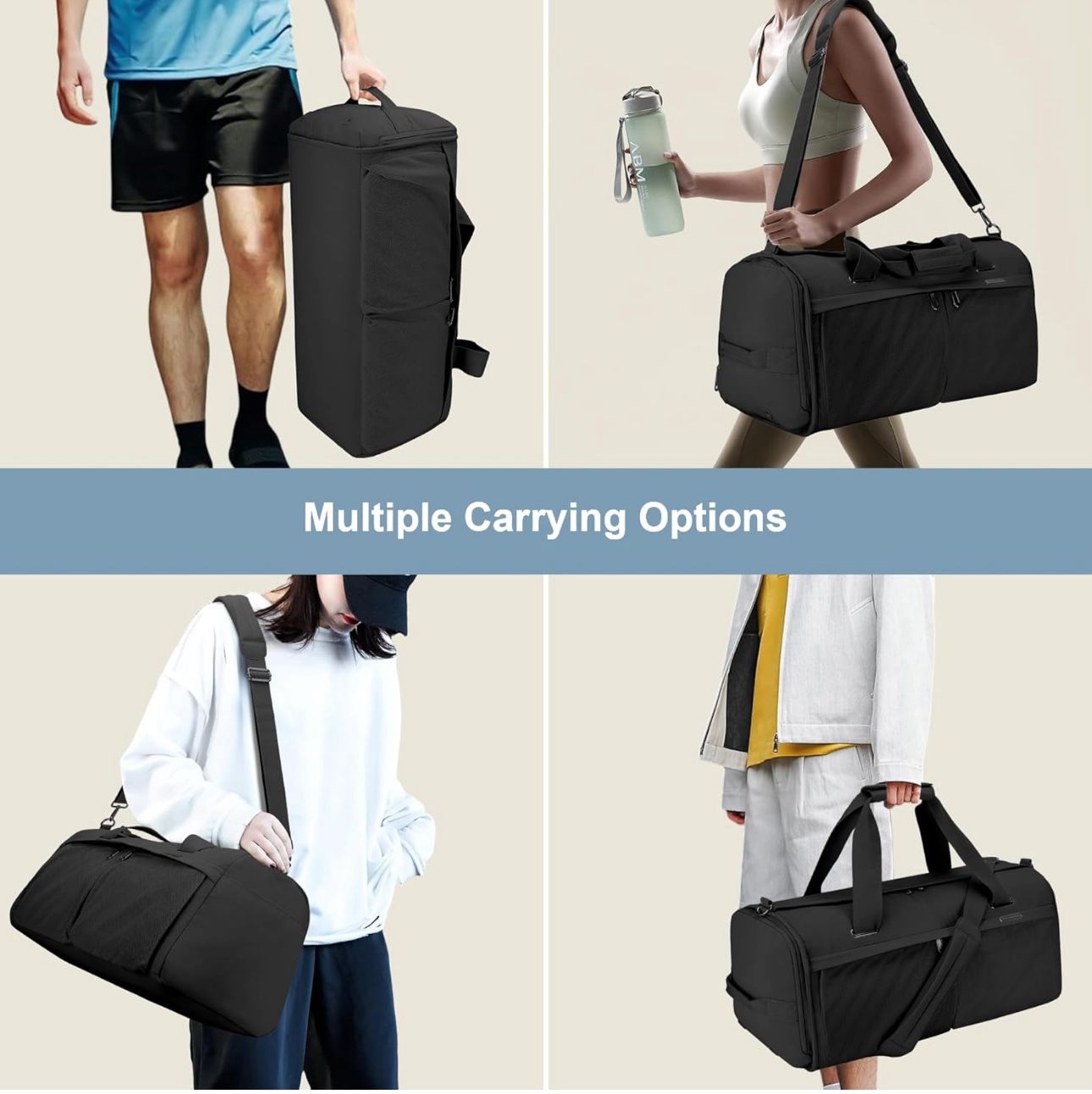 NEW Travel Duffle Weekender Carry on Overnight Bag Gym Duffel Bag w/ Shoe Compartment Women Men