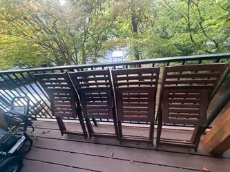 Dark Brown Wood Outdoor Dining Chairs Set of 4