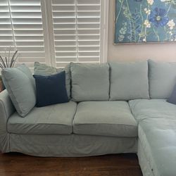 Sage Green IKEA Sectional Sofa with Chaise + Storage – $50 or FREE if picked up today