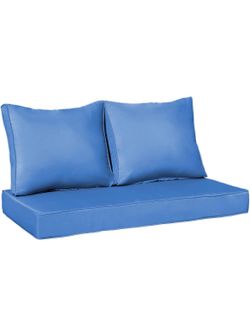 New! 3Pcs Outdoor Loveseat Cushion 46x26x5 Waterproof All-Weather Replacement Seat and Backrest Cushions for Patio Swing Bench Chair Deep Seating Furn