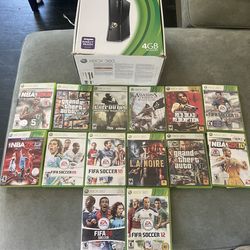 Xbox 360 with original box + 14 games