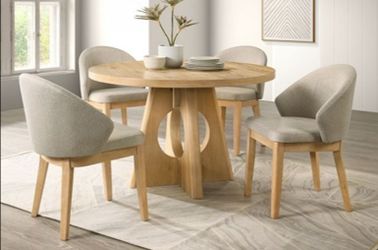 Brand New Oak & Grey Modern Style 5pc Dining Table Set