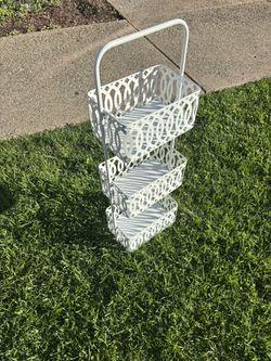 Plant Stand/ Storage Stand 3 Tiered White Metal