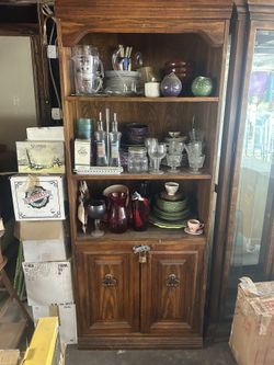 Antique Wooden Shelves And Cabinet