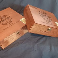 (2) Wooden Imported Handmade Cigar Box 