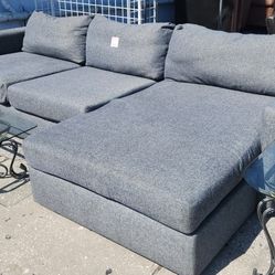 2pc Grey Chaise Sectional Wide $299