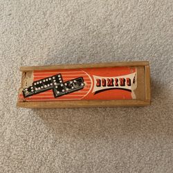 Vintage BOX OF WOODEN DOMINOES (22)-manufacturer unknown 