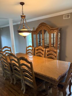 ASHLEY - Ornate Wood Dining Table Set with China Cabinet