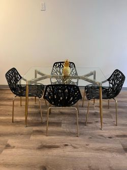 Black Modern Glass Dining Table Set