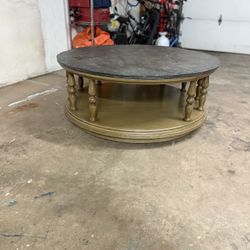 Round coffee table with slate top! 