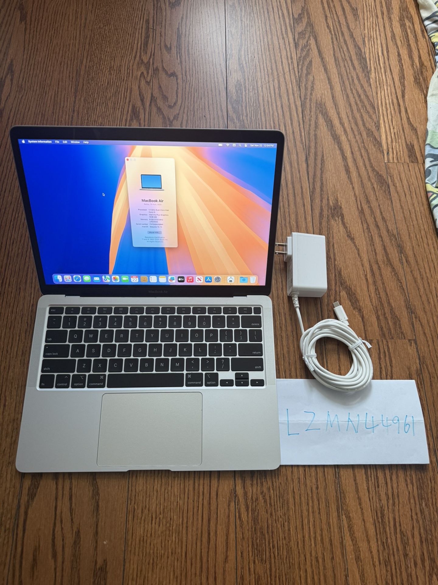 MacBook Air 13” 2020/8GB RAM/128GB SSD/Fully Functional 