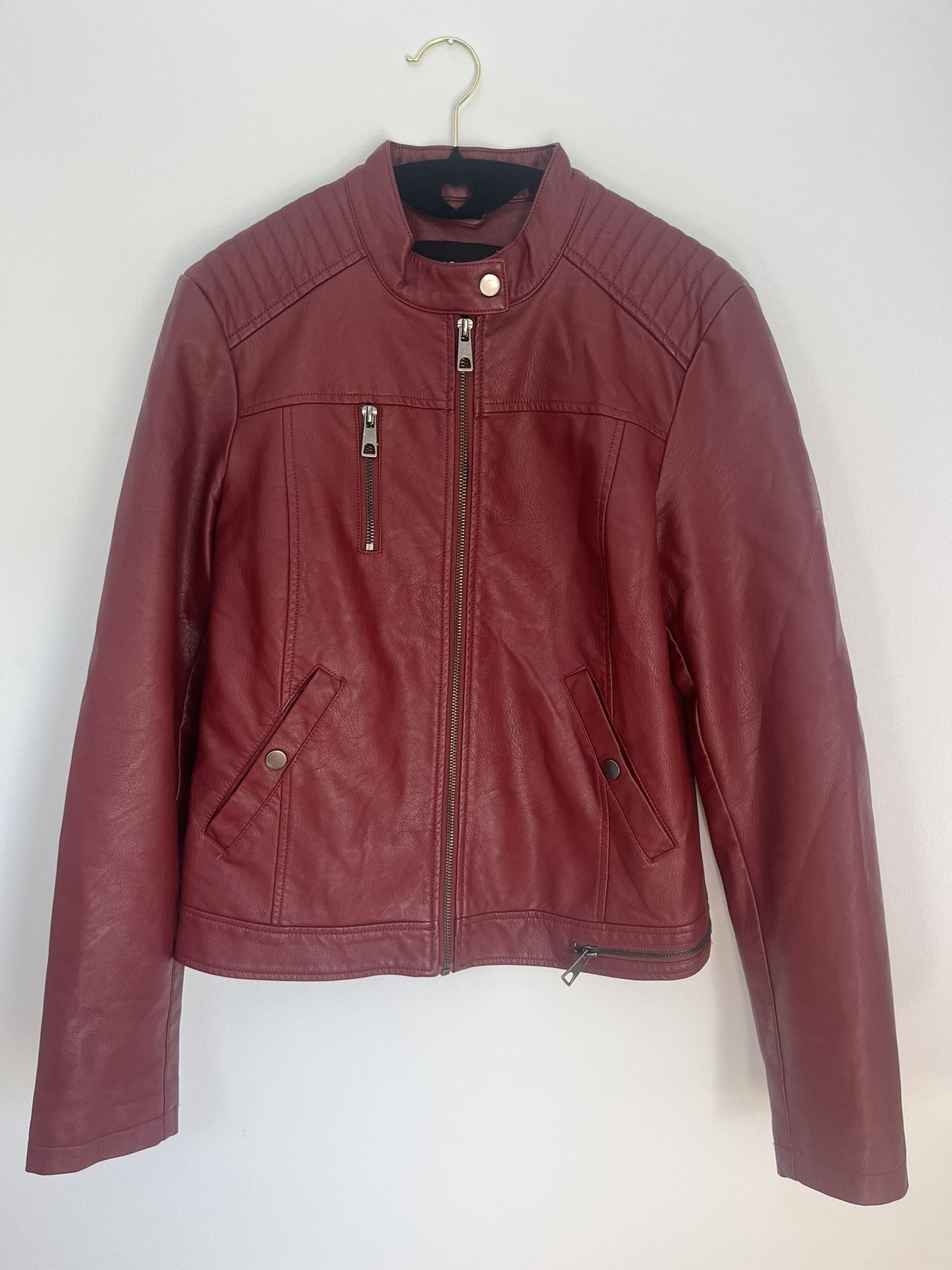 Red Faux-Leather Jacket