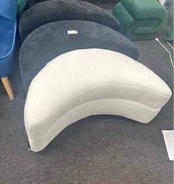 Assembled New White Ottoman Half Crescent Moon Storage Bench w/ Tray Serve As Side Table