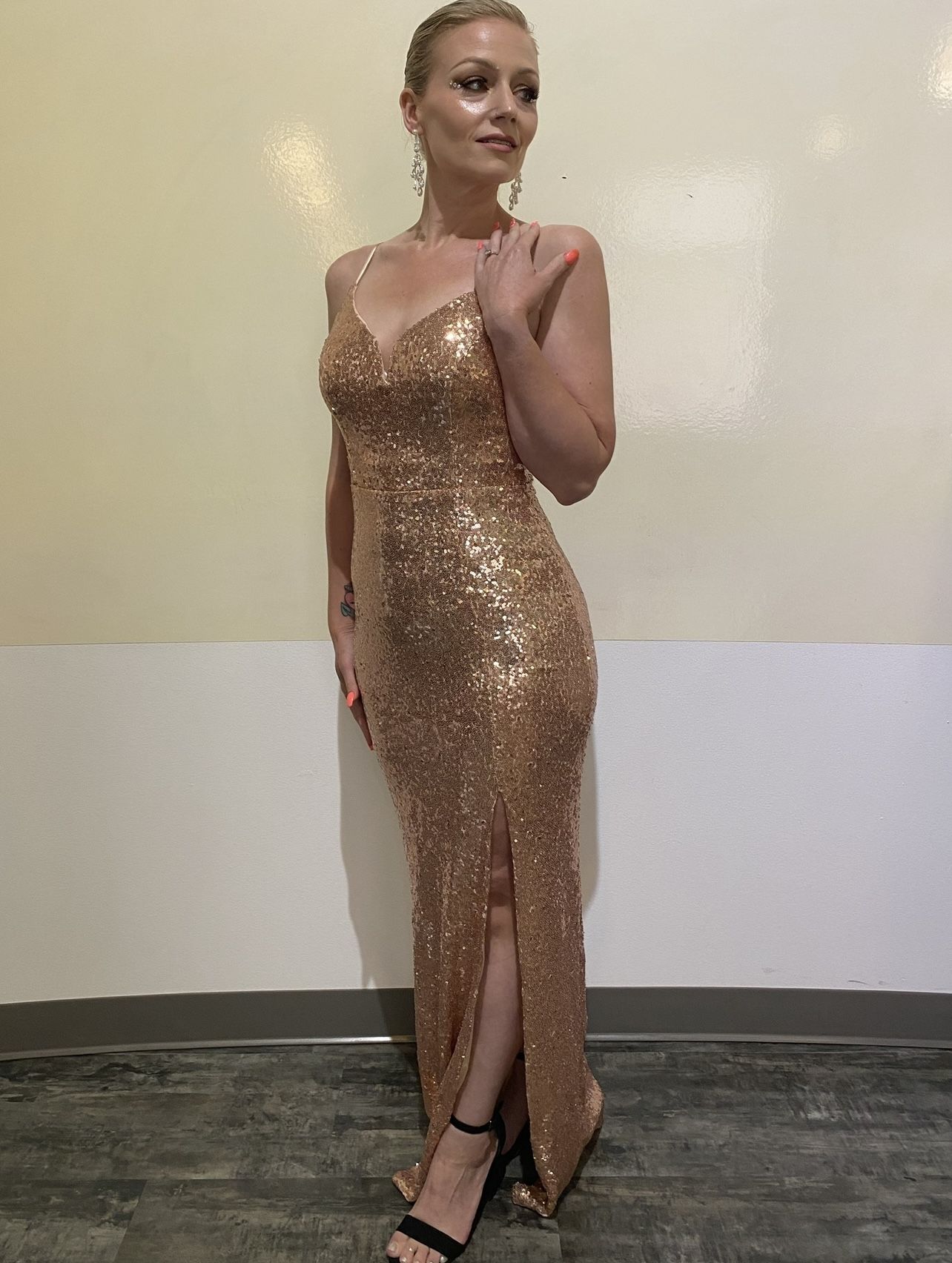 Rose Gold Sequin Prom Dress