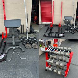 Weight rack weight plates and dumbbells sets  1350$$ obo