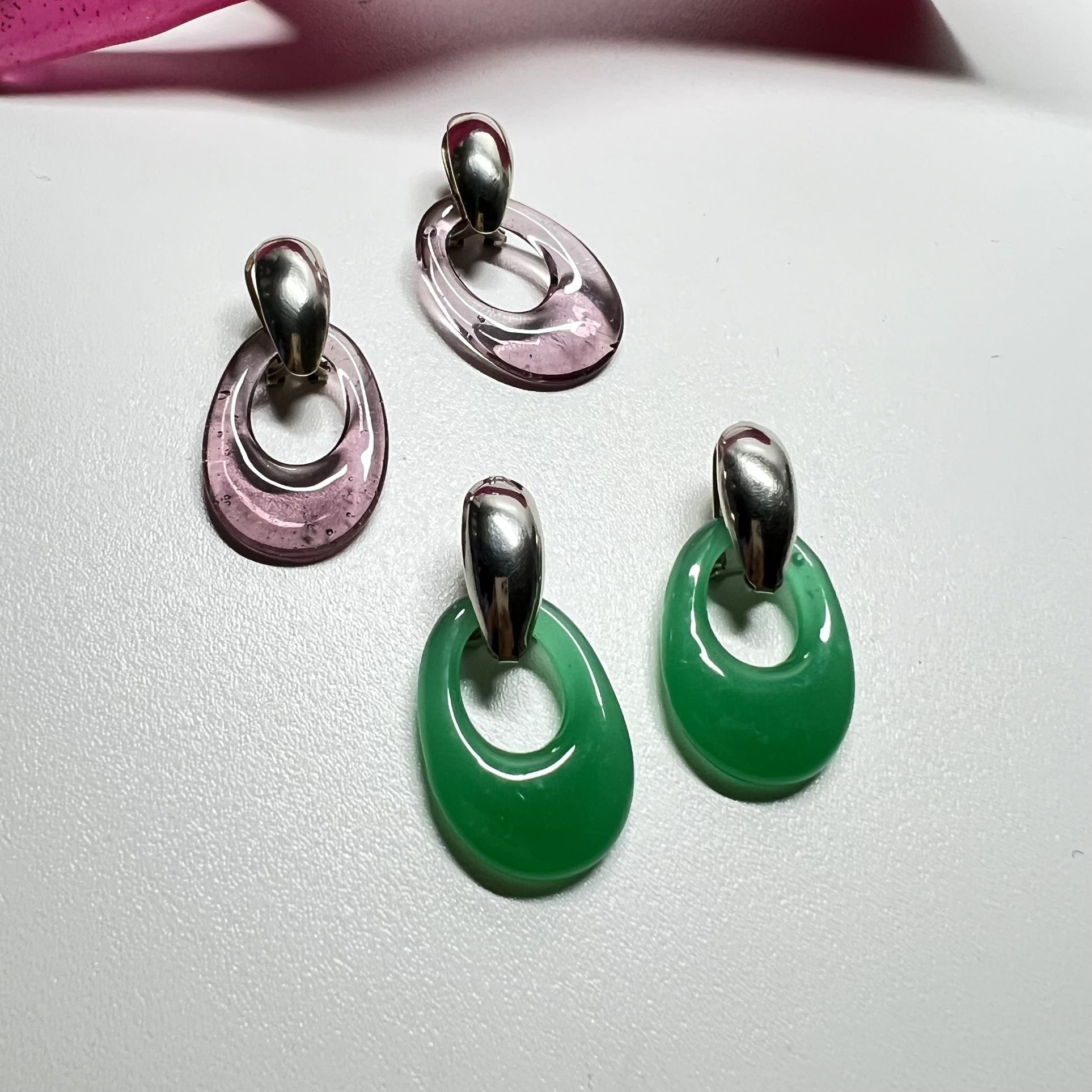 Earrings Womens Green Jade color Earrings Ladies Jewelry