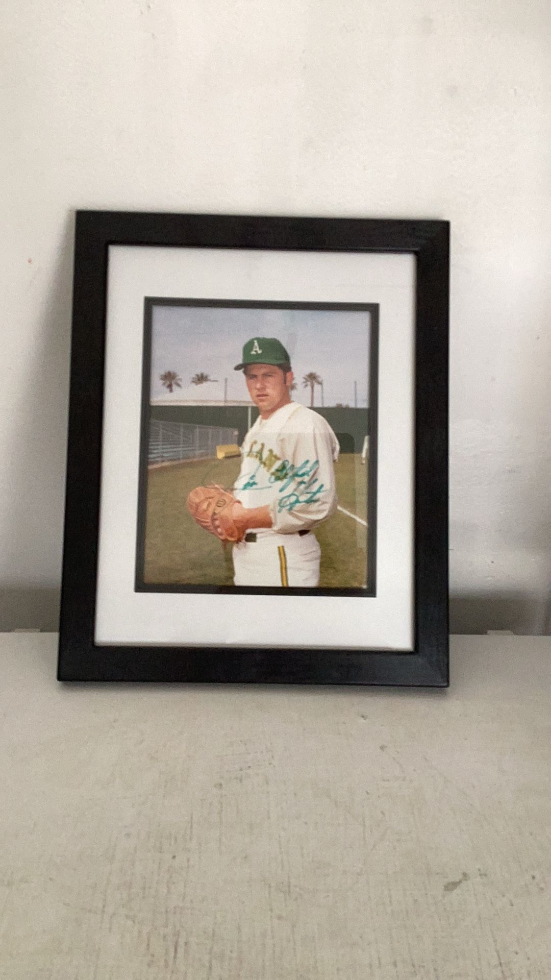 Nicely Framed Signed Photo Of Jim “Catfish” Hunter