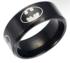 Black Batman Logo Band Ring