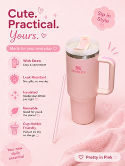 Light Pink 30oz Stanley Style Cup - New Straw Included