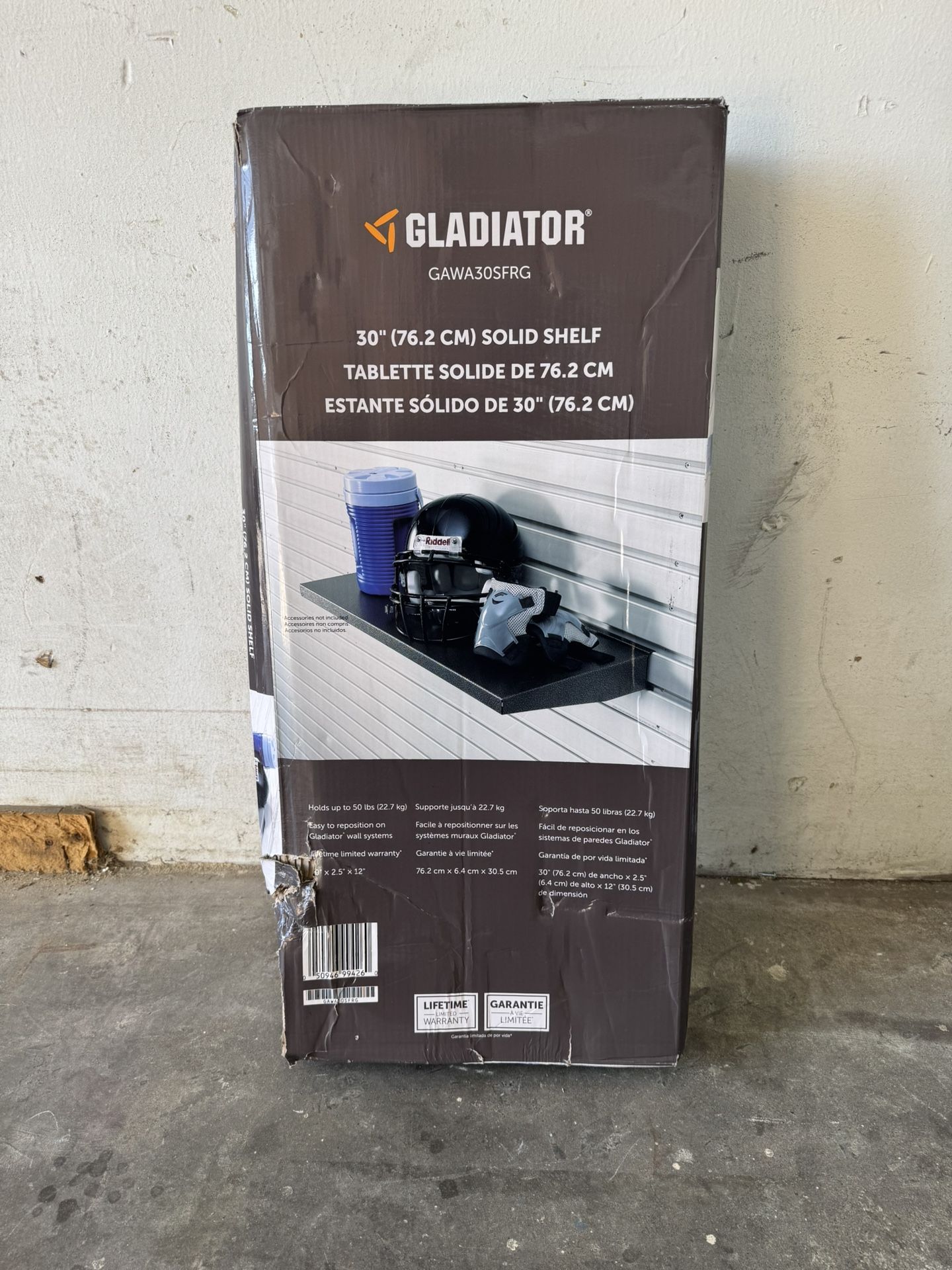 Gladiator Premier Series 12 in. x 30 in. Metal Garage Wall Shelving in Hammered Granite