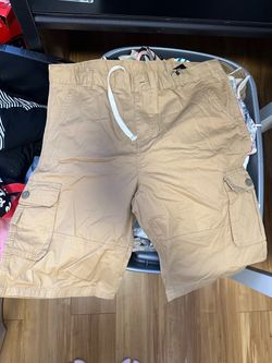 Khaki Cargo Shorts with Drawstring