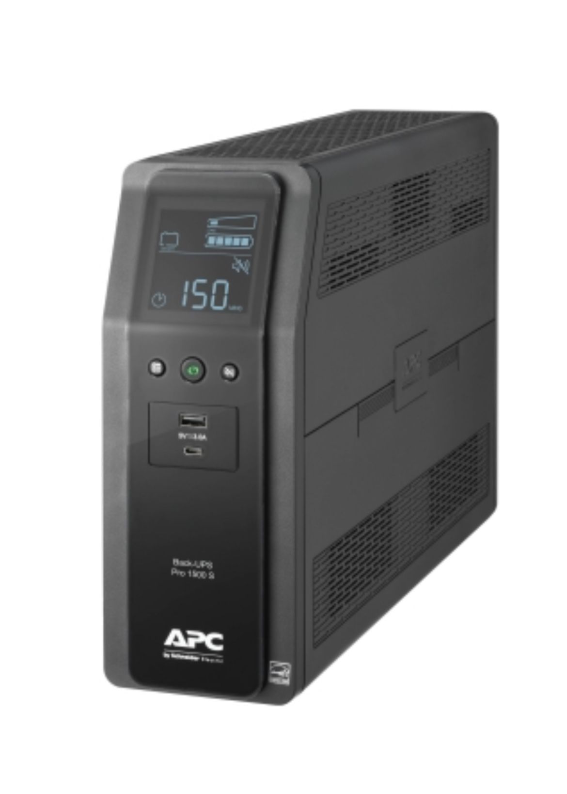 APC Back-UPS Pro, 1500VA/900W, Tower, 120V, 10x NEMA 5-15R outlets, AVR, USB Type A + C ports, LCD, User Replaceable Battery
