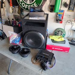 Rockford Fosgate Full Systems Amp 500.1 T1-6.5 Speakers P3 12 Inch Sub Ported 1.2 Thick Box Rockford Fosgate Pioneer Bluetooth USB Aux Pair RCA Sub Ou