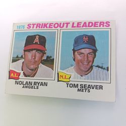 1977 TOPPS STRIKEOUT LEADERS NOLAN RYAN / TOM SEAVER