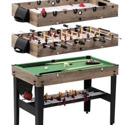Used 48" 3-in-1 Multi Game, Pool Table, Air Hockey, Foosball Table, by MD Sports