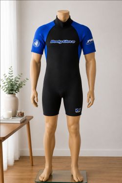 Body Glove Pro 2.1mm Wetsuit Men's Size S Black Blue Shorty Back Zip