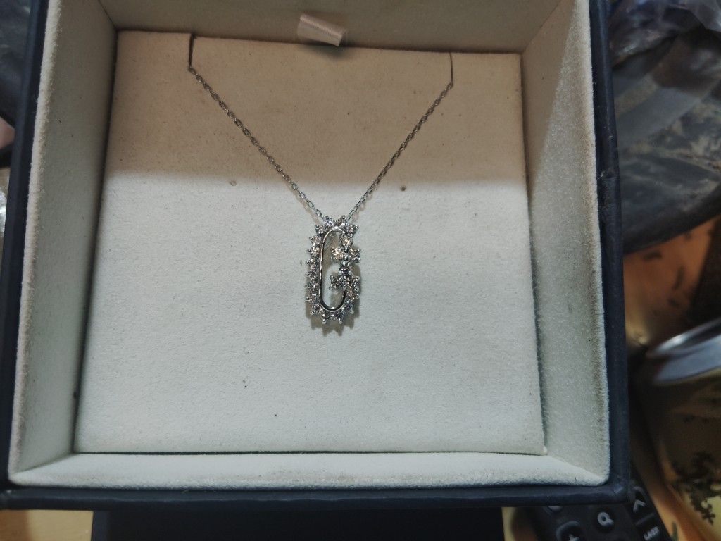 Silver Diamond Necklace.     $100