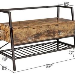 😀 IRONCK Storage Bench with Lift Top Box, Entryway Shoe Bench with Shoe Rack, 39.4 in Entry Bench Shoe Organizer for Entryway, Bedroom, Hallway, 