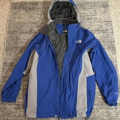 The North Face Jacket Mens Large L Blue Hyvent Parka Hooded Hiking Outdoors