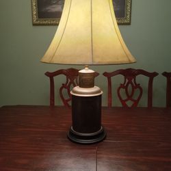 Early 20th Century Shrewsbury and Co Brass Chinoiserie Tea Caddy Canister Table Lamp
