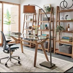 Crate & Barrel Glass Top Desk Or Table 