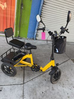 Folding Electric Tricycle for Adults, Removable 48V Battery, with 2 Seats, 350W Motor, Range up to 45 Miles Speed 12.5mph Powerful Motor The 350W (50