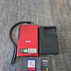 Nikon CoolPix S80 Digital Camera Red 14.1 MP 5X Zoom Touchscreen HD Movie 