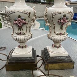  Pair of Capodimonte Classic Italian Style Lamps 
