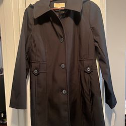 Michael Kors Women's Single Breasted Raincoat with Detachable Hood Medium 